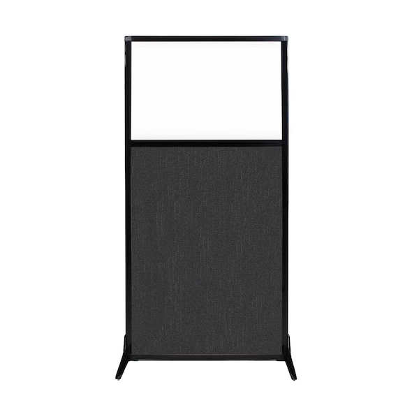 Work Station Screen 33" x 70" Black Fabric With Clear Window